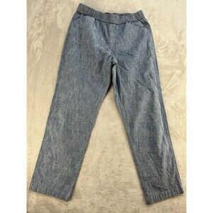 Lands End Ankle Pants Womens 2 Petite Blue Pull On Tapper Leg Casual Cotton